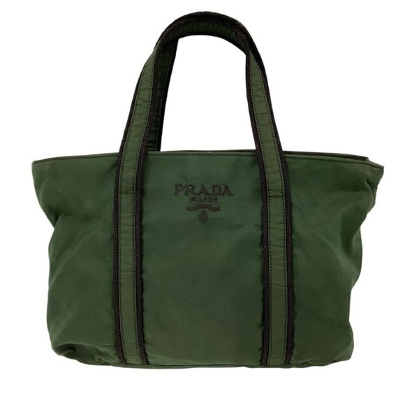 Prada (PRADA) Nylon Embroidered Mini Tote Bag, Dark Green, Handbag/Tote Card ... - Picture 1 of 10